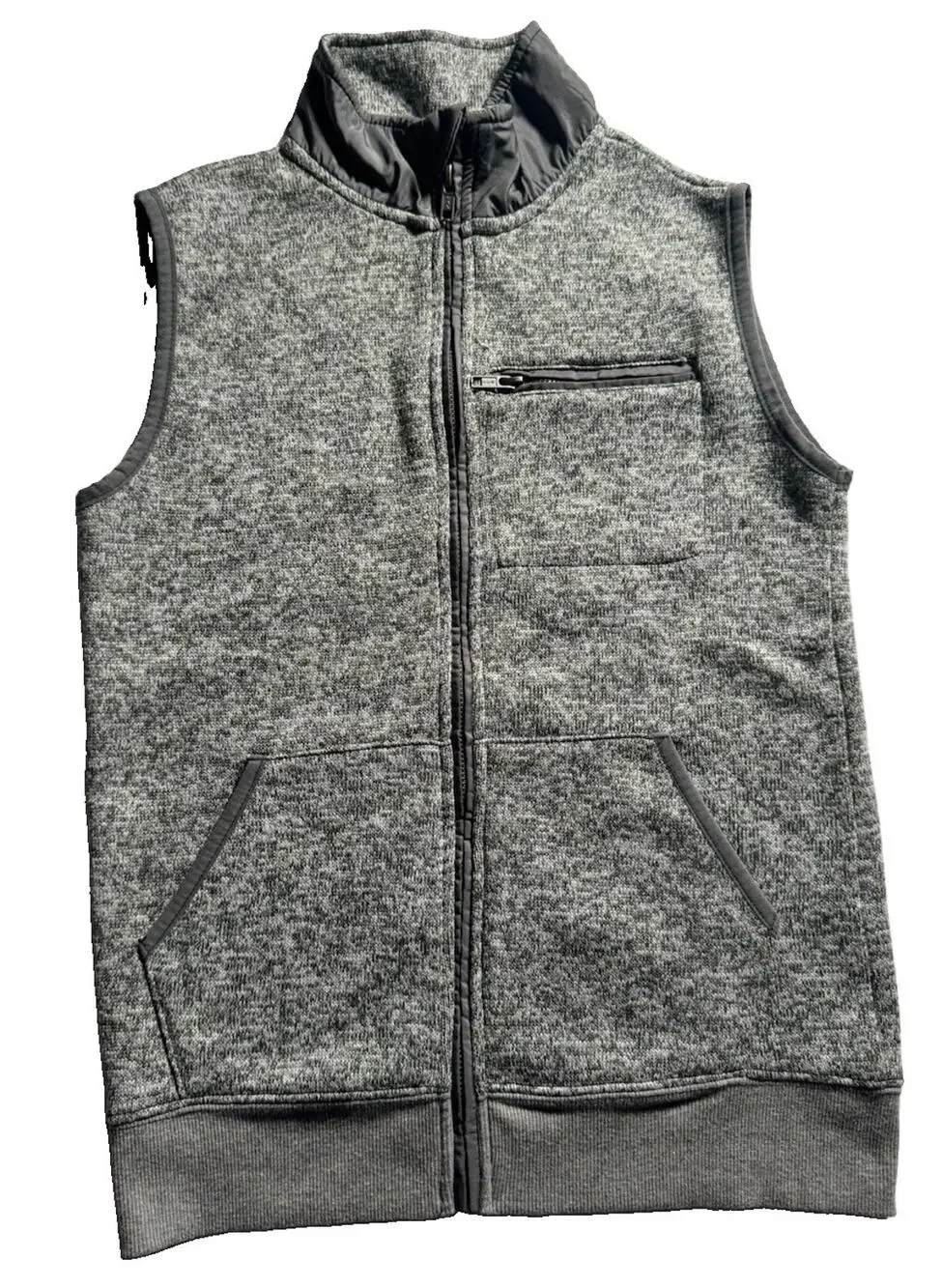 J Khaki Boys M 10/12 Gray Full Zip Sweater Fleece Vest Pockets